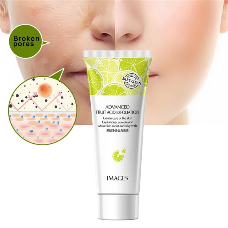 Natuurlijke Fruitzuur Cleanser Gezichtspeeling Exfoliërende Peeling Gel Scrub Gezichtsverwijdering Diepe Peeling Zachte Huidverzorging 80g