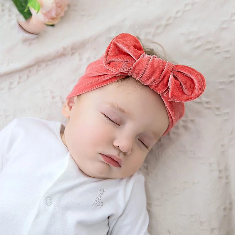 

Cute Newborn Baby Headband Velvet Knot Turban Girls Head Wrap Infant Hair Accessories Hairband for Children Kids Warmer Winter