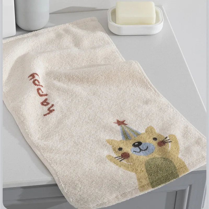 1 Stück 25x50cm 100% Baumwolle Cartoon Niedliche Katze Bedrucktes Kinder Baby Geschenk Heim Badezimmer Hand- und Gesichtstuch – Detail 3