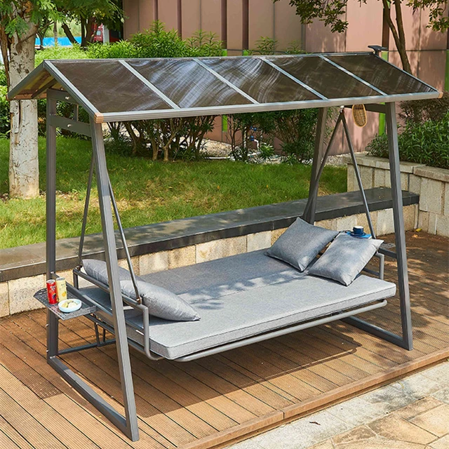 4 Person Outdoor Patio Daybed Canopy Gazebo Swing Hammock With Led Light Pc Board Swing Gazebo Durable Patio Swings AliExpress