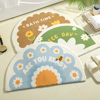 Ins Simple Bath Mats Small Fresh Flowers Floor Rug Home Entrance Carpet Bedroom Toilet Bathroom Door Absorbent Non-Slip Foot Pad