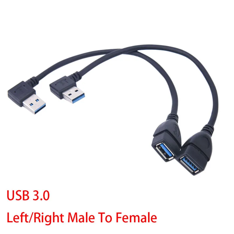 Cable Universal USB 3,0 macho A hembra, Cable de sincronización de datos de extensión de 90 grados, ángulo hacia arriba, izquierda/derecha, 20cm