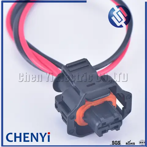 Enchufe automotriz de 2 pines, inyector de riel común de combustible diésel, Sensor de cigüeñal, conector hembra para Ford Renault 1928403874 con cable