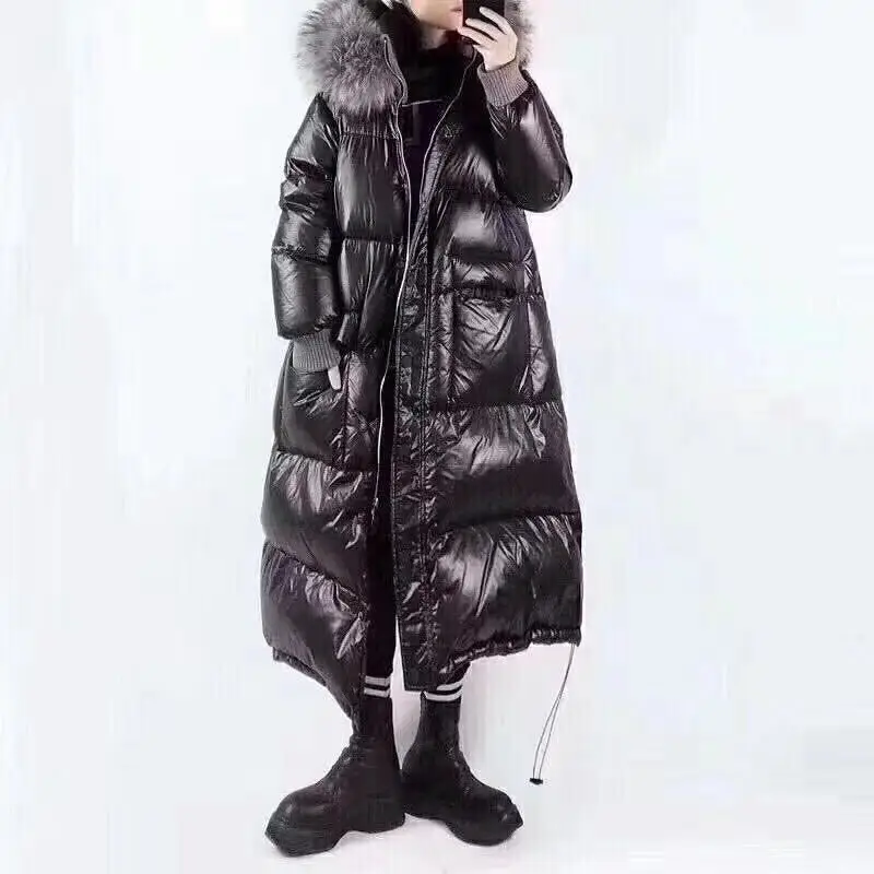 New Fashion Loose Winter Jacket Women Coat White duck down Waterproof Windproof Casual Outdoor Black Female Long Parker