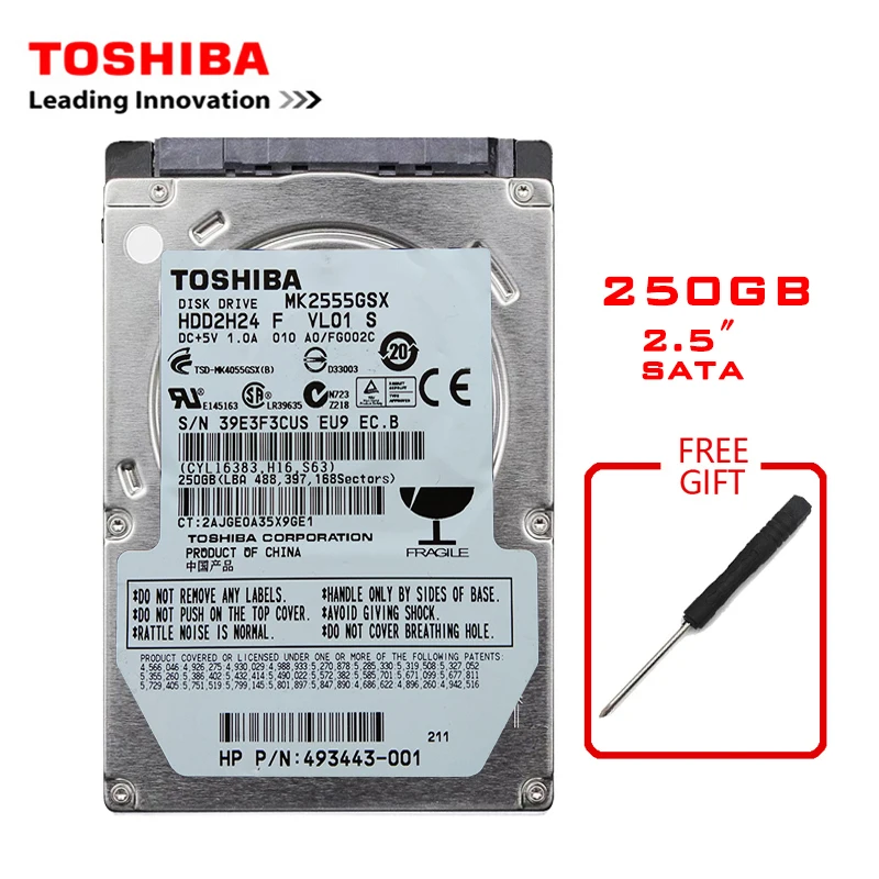 

TOSHIBA Brand 250GB 2.5" SATA2 Laptop Notebook Internal 250G HDD Hard Disk Drive 150MB/s 2/8mb 5400-7200RPM disco duro interno