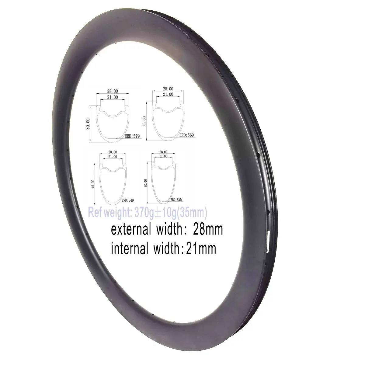 700C Road Bike Gravel Carbon Rims Disc 30mm 35mm 45mm 55mm Profile 28mm Width Tubeless Bicycle Circle