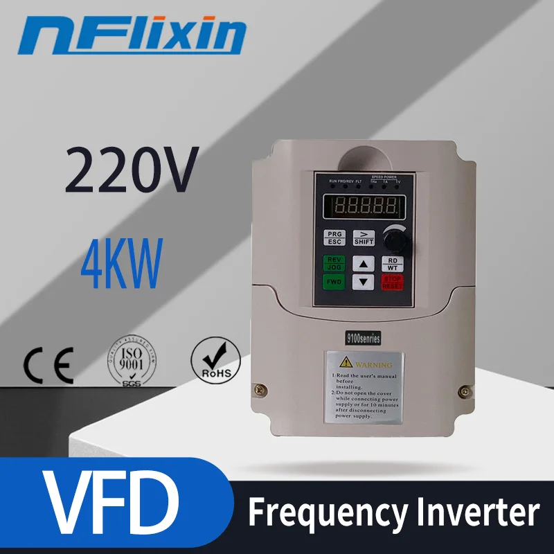 VFD Frequency Inverter 1.5/2.2/3.0/4.0/7.5KW 220V 3 Phase Variable Speed Drive Frequency Converter for CNC Milling Machine