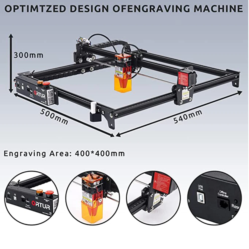 2024 Ortur Lazer Master 2 PRO DIY Gravador a laser e cortador-400x400mm - Proteção de segurança múltipla Fácil de instalar Gravador a laser