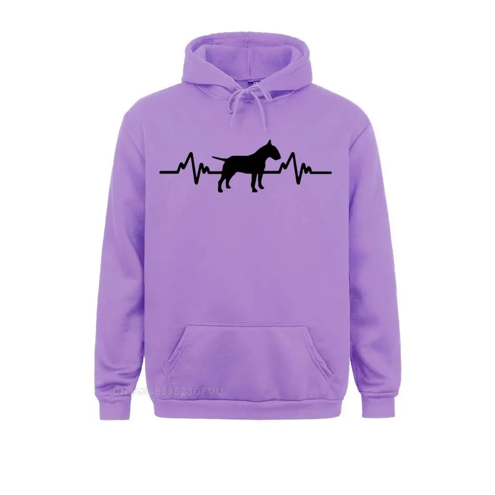 Funny Heartbeat English Bull Terrier Dog Women Men Custom Pattern Cotton Long Sleeve Man Joke Present Hoodie Christmas