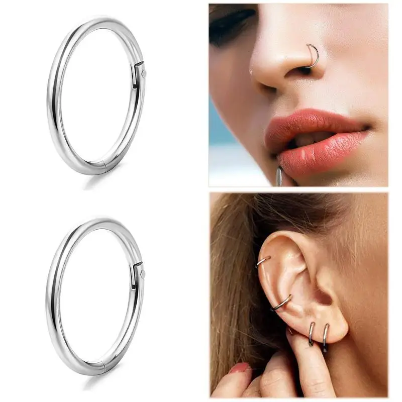 1Piece Surgical Steel Nose Clicker 16G 18G Septum Piercing Ear Cartilage Conch Pircings Nipple Earring Helix Body Jewelry Oreja