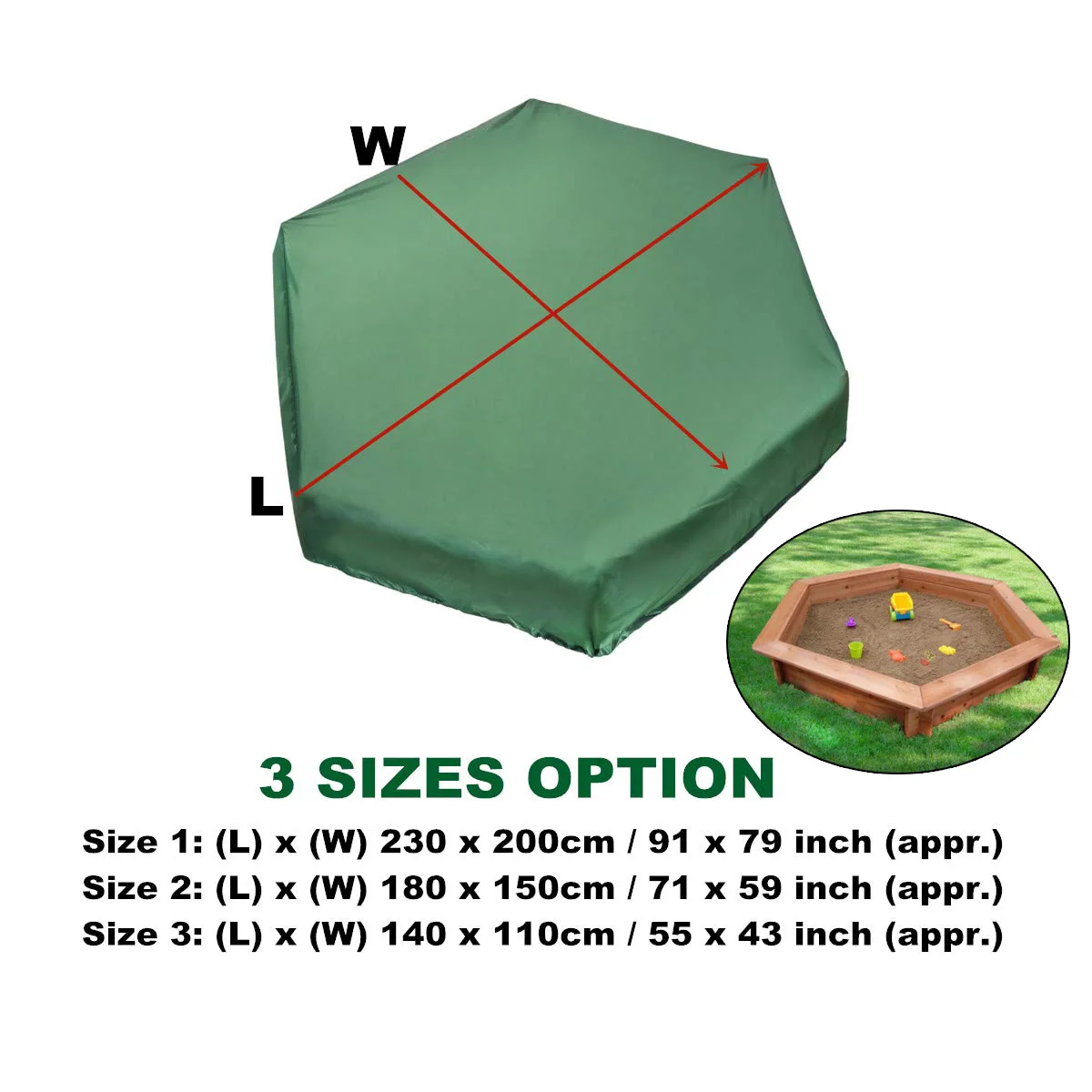 Outdoor Hexagonal Sand Pit Waterproof Cover Dustproof Garden Courtyard Beach Wooden Sandpit Cover Oxford Cloth With Drawstring