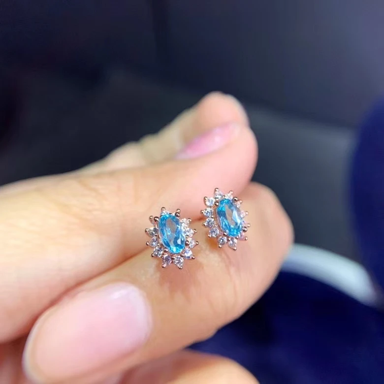 KJJEAXCMY fine jewelry 925 silver natural Apatite new girl luxury earrings hot selling ear stud support test Chinese style