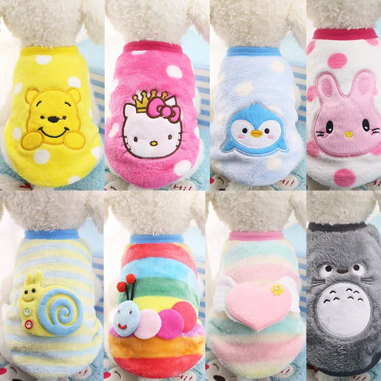 Pet Clothes Dog Clothes Flannel Warm Cartoon Series Cloth Paste Pet Dog Cat Clothes