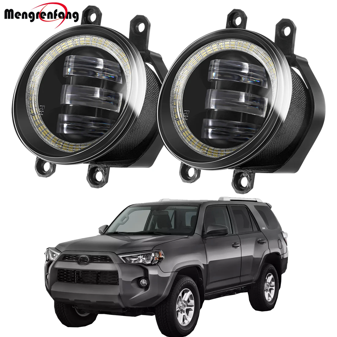 2 X LED Fog Light Assembly For Toyota 4Runner 4 Runner 2011-2021 30W 6000LM Car Angel Eye Fog Daytime Running Lamp DRL H11 12V