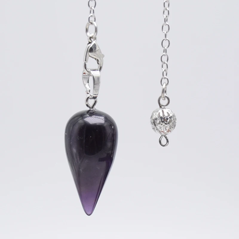 Péndulo de piedra Natural en forma de gota de agua, joyería de Reiki, péndulo puntiagudo de cristal rosa, adivinación religiosa