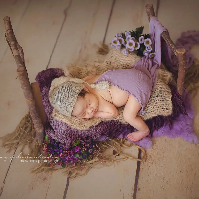 Fantasyland Props Original Wooden Bed Newborn Photography Props Baby Photo Shooting Props Studio Accessories 