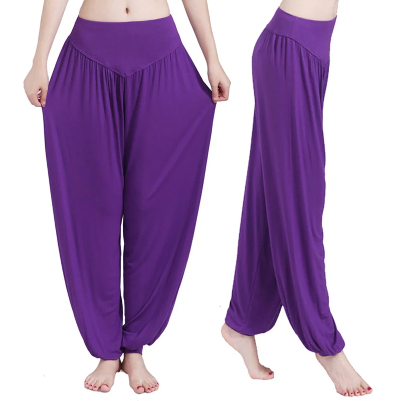 Loose Women Long Pants Harem Yuga Modal Dancing Trouses Casual Hippy Baggy Wide Belly Dance Comfy Boho Pants 15 colors