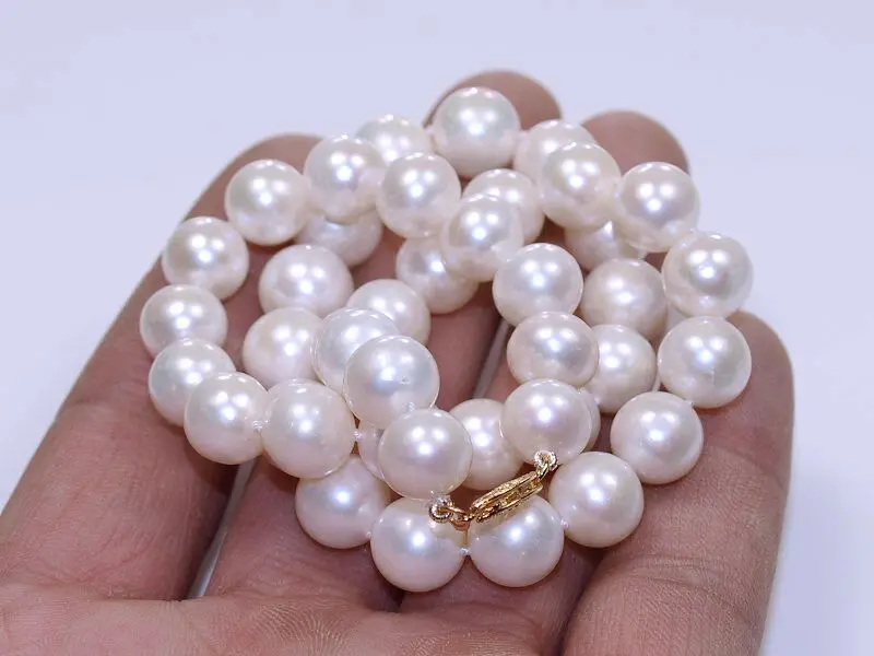 AAA Single strands 10-11mm natural freshwater cultured white pearl necklace 17