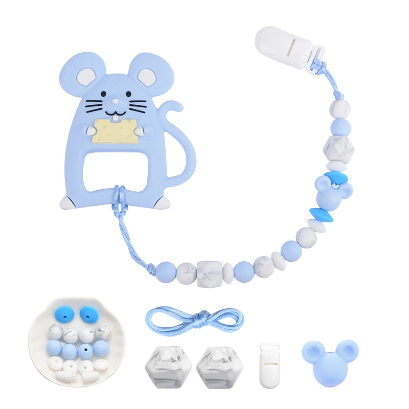 LOFCA Baby Silicone Teether For DIY Baby Teething Necklace Toys Making Personality Pacifier chain Food Grade Silicone Beads Set