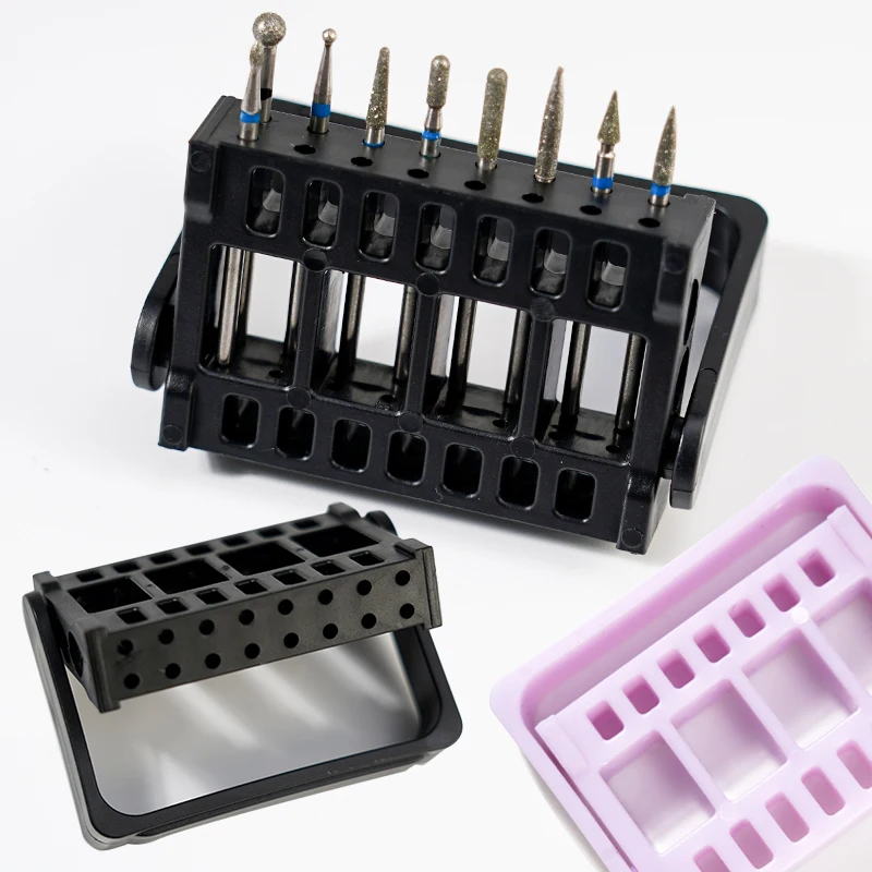 1pcs Nail Drill Bit Holder Storage 16 Holes Adjustable Grinding Head Bit Shelf Acrylic Storage Box Manicure Accessories Tool UHY