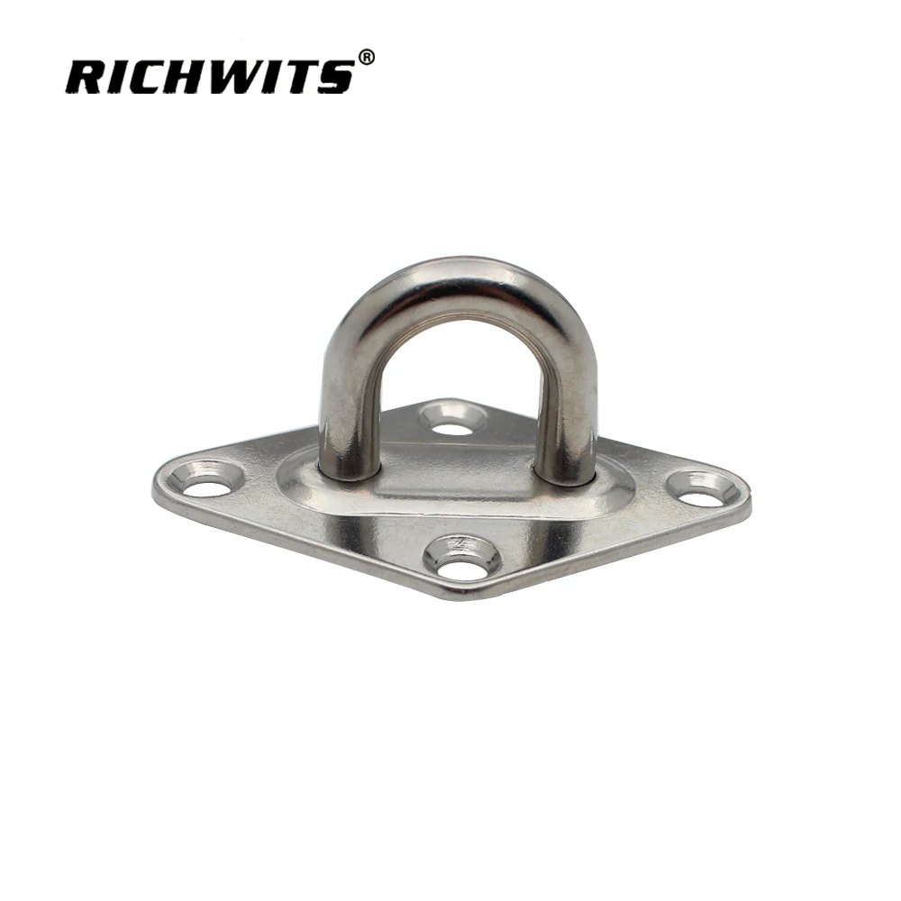 

RICHWITS 5/6/8mm Stainless SteelCeiling Wall Mount Hook Heavy Duty Anchor Diamond Pad Eye Plate for Yoga Swings Hammocks/Boat