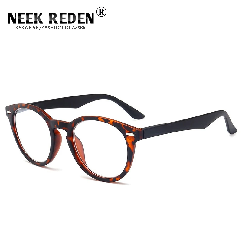 Blue Leopard Round Reading Glasses Women Men Rivet Presbyopia Eyeglasses With With Diopter +0.5 +0.75 +1.25 +2.25 +3.25 +3.75