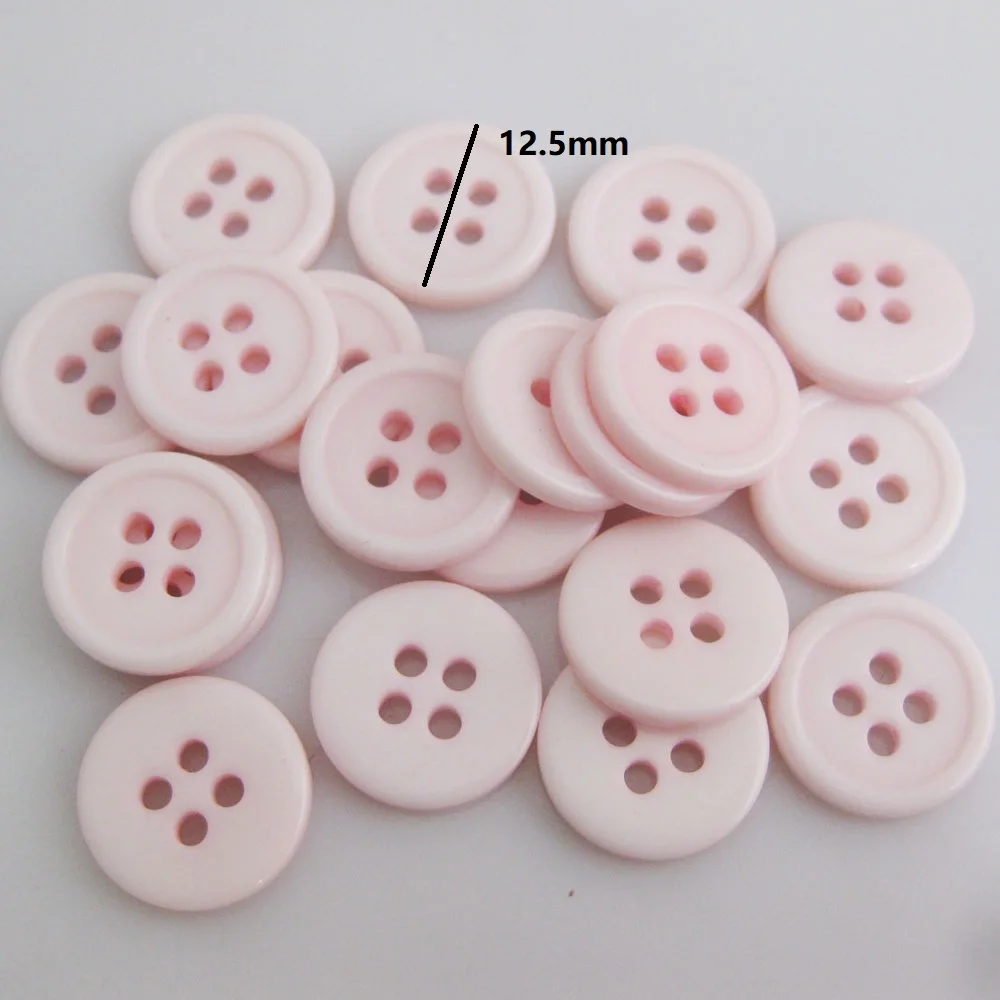 NBNOEN 100Pcs Light Pink Colors Shirt Buttons 9mm 12.5mm 15mm Children Clothes Accessories