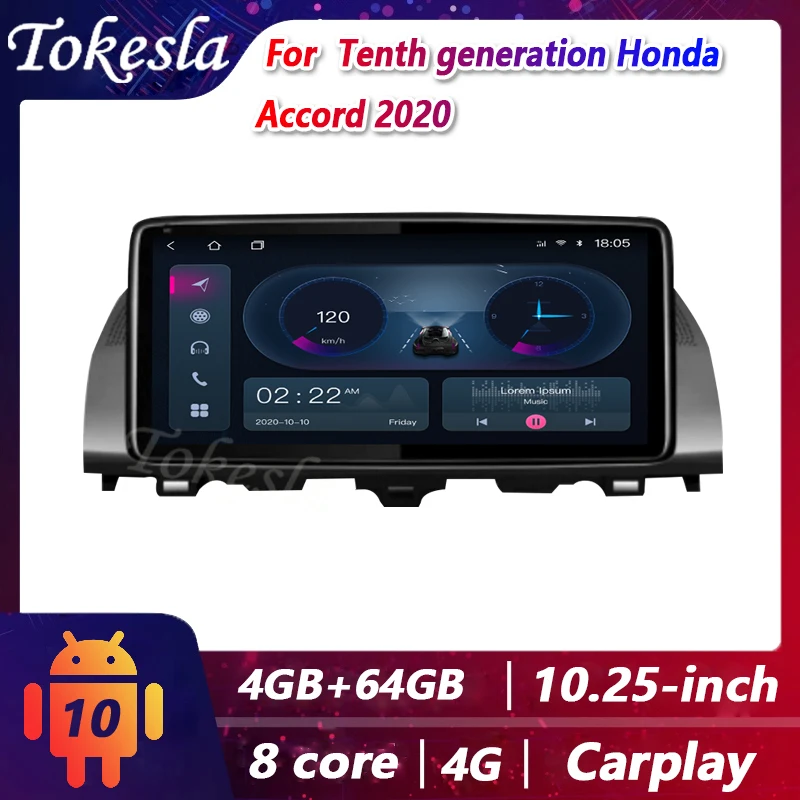 Tokesla Car multimedia player For Tenth Honda Accord Andorid radio 2 Din Stereo receiver Gps Navigation DVD Automotivo Screen 5G