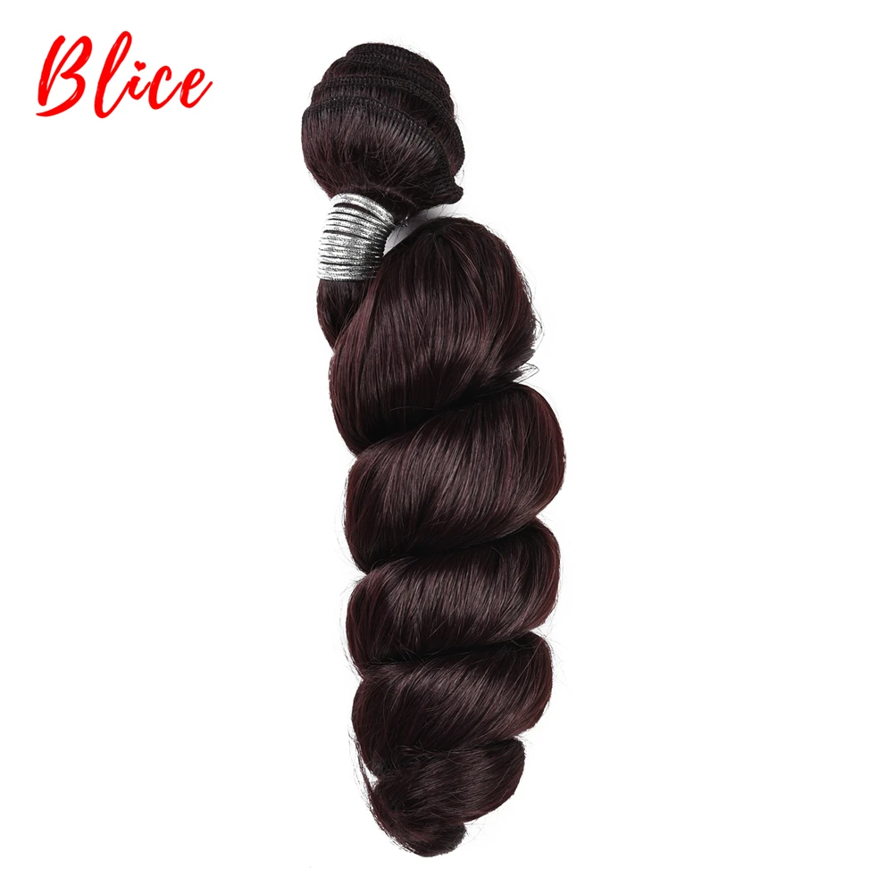 Blice 3pcs/Lot Synthetic Loose Wave Weaving With Double Weft Curly Hair Extensions Wine-Red Color Hair Bundles For Women 18\