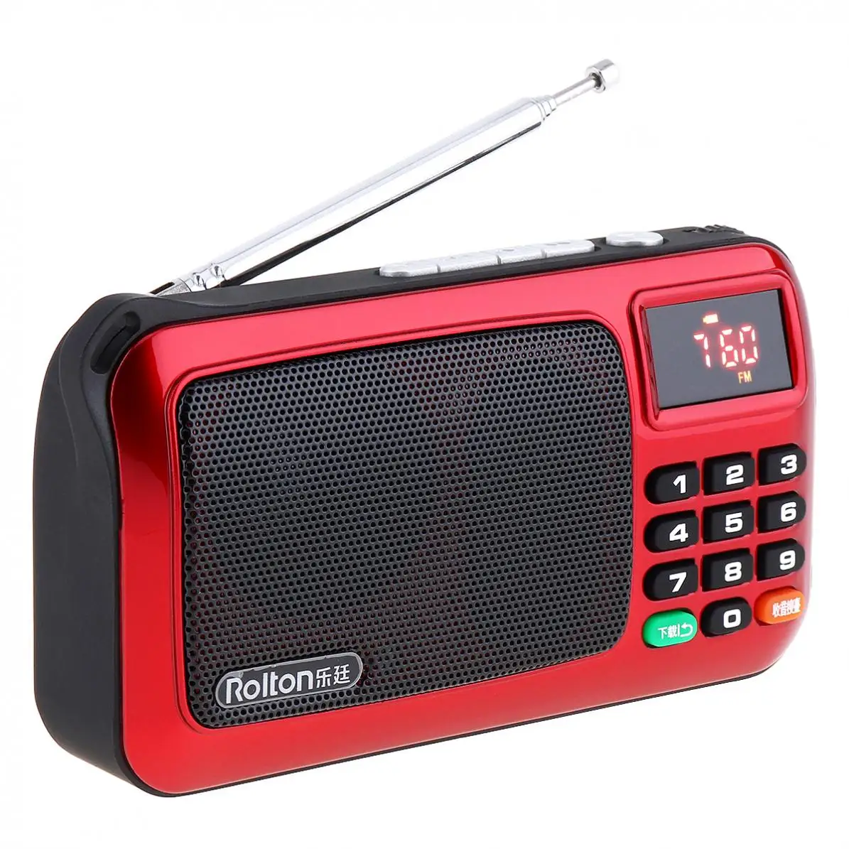 Rolton W405 TF Card USB Mini FM Elder Radio Speaker with LCD Display MP3 Music Player / Torch Lamp / Verify for PC /  Earphone