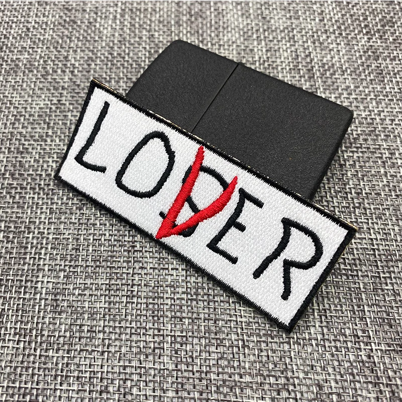 LOVER LOSER embroidery patch DIY Iron on Clothes Cropped Badges Applique for Jacket Jeans Cloth Decoration Apparel Garment