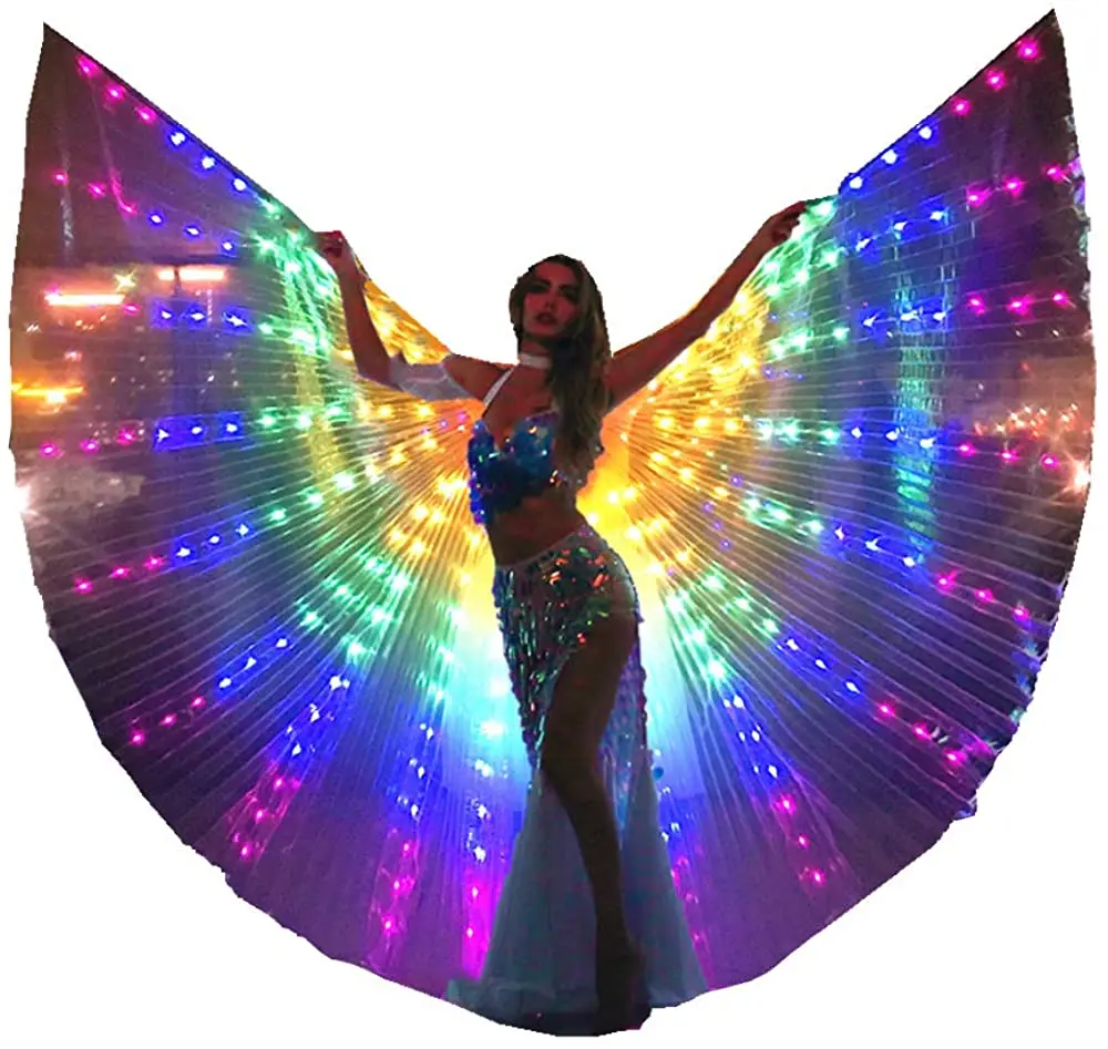 ใหม่ Belly Dance LED Wings Dance อุปกรณ์เสริมไฟ LED เวทีไฟ LED Belly Dance ที่มีสีสันปีก