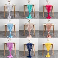 70X300CM Ivory Gold Chiffon Gauze Table Runner for Beige Rustic Wedding Runner Sheer Bridal Shower Birthday Party Decorations