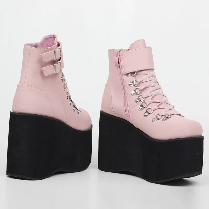 JIALUOWEI 11cm High Heel Unisex\'s Lolita Punk Fashion Gothic Creepers Shoes Halloween Costumes Steampunk Ankle boots Size5-15