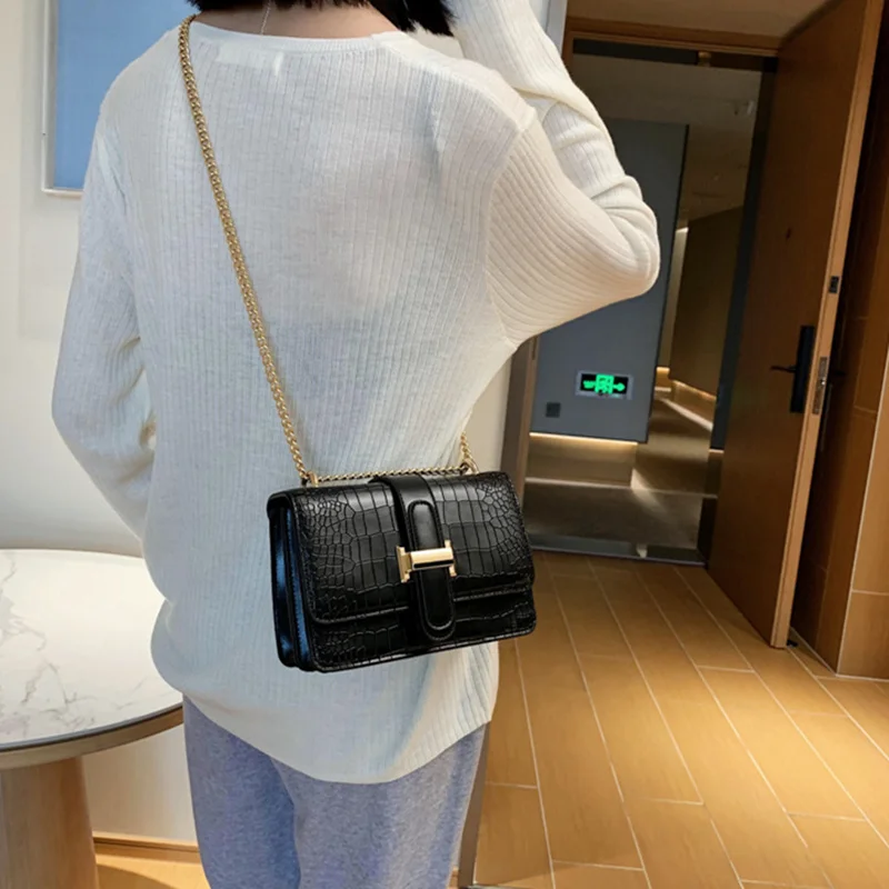 New Fashion Stone PU Leather Chain Shoulder bags Women Crossbody bags 2022 Vintage Ladies Shoulder Messenger Bag Female Purses