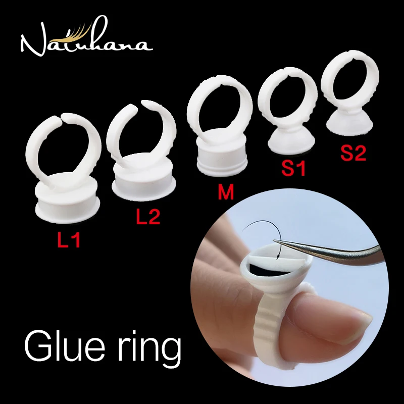 NATUHANA Wholesale 100Pcs Disposable Eyelash Extension Glue Holder Ring Lash Extension Tattoo Glue Adhesive Pigment Holders Ring