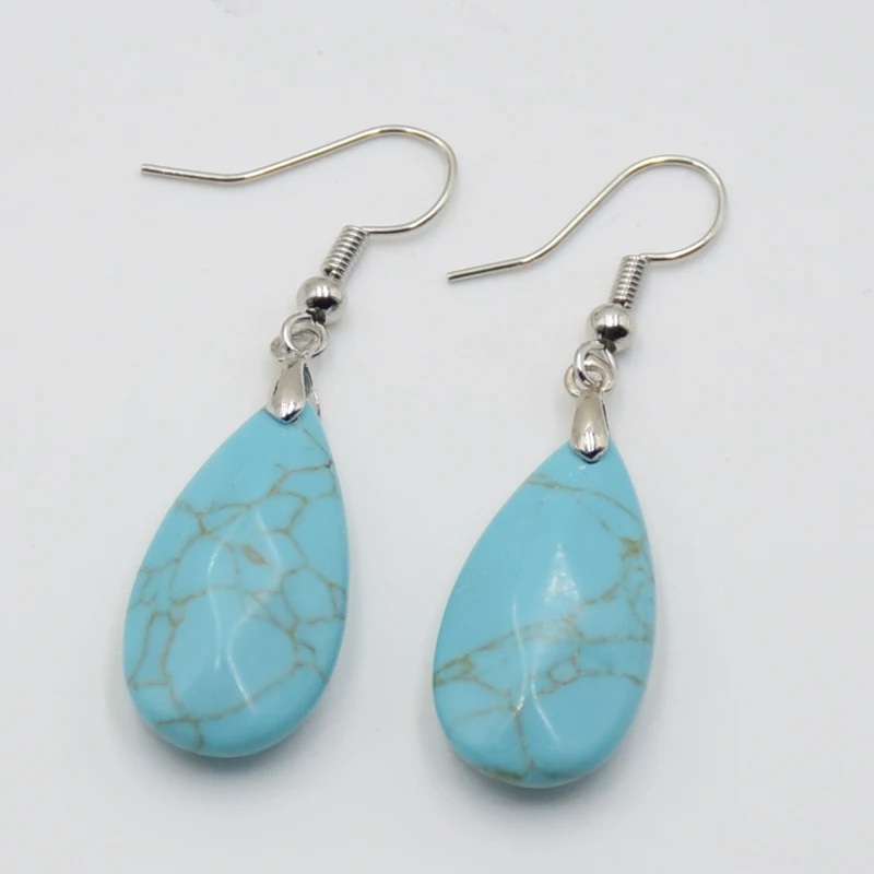 Natural Stone Water Drop Earrings Multi-faceted Beads Pendants Earring Opal Crystal Quartzs Healing Stones Ear Jewelry for Women