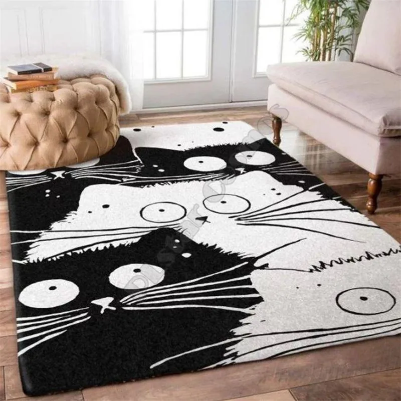 Funny Cat 3D Printed Rugs Mat Rugs Anti-slip Large Rug Carpet Home Decoration Living Flannel Print Bedroom Non-slip Floor Rug