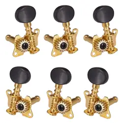 6 pcs Right Left Guitar Tuning Pegs Open Machine Heads Oval Button Gold Acoustic Folk Guitar Parts Tuning Peg Tuners Parts