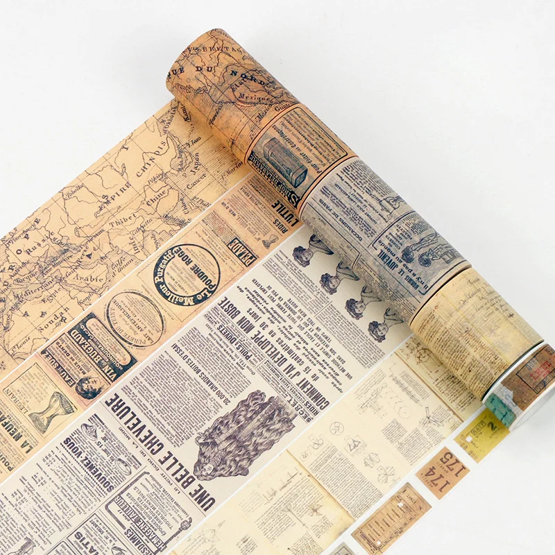 

Mohamm Retro Newspaper Map Gothic Decorative Adhesive Washi DIY Scrapbooking Masking Tape School Office Supplies