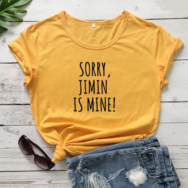 Casual Short Sleeve Letter Printed Tops quotr tshirts Sorry Jimin Mine Clothing T-Shirt Graphic Hipster Tee