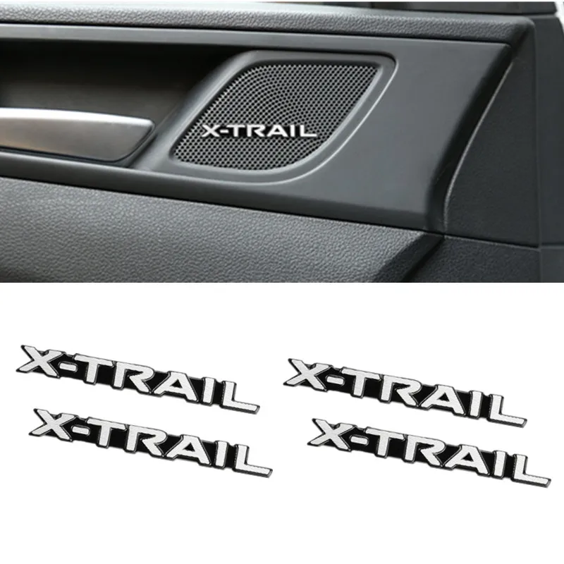 4pcs 3D Aluminum Badge Emblem Sticker For Nissan X-TRAIL XTRAIL T30 T31 T32 2013-2019 Accessories car audio decorate