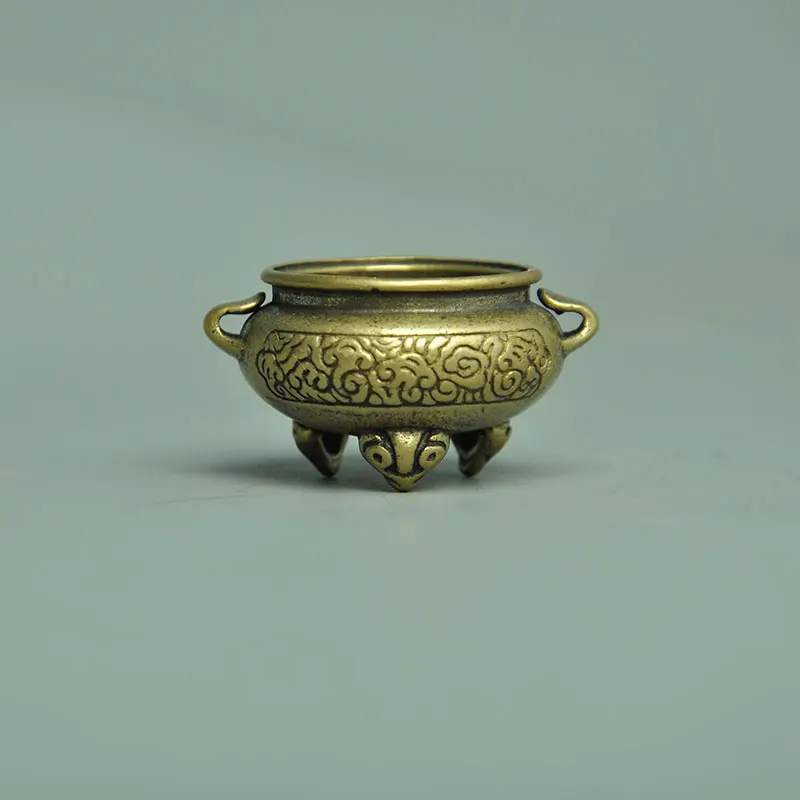 Retro Mini Incense Burner Qing Dynasty Folk Custom Small Copper Pieces Bronzeware Old Objects One Burner Incense Burner Personal