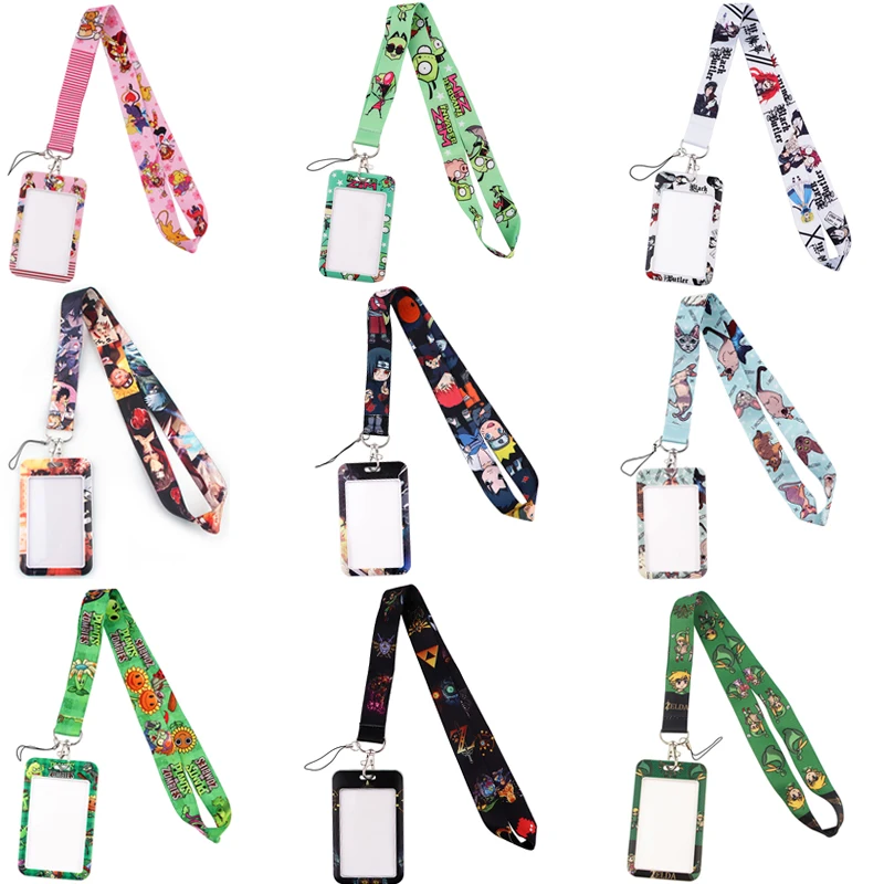 20pcs/lot BH1413 Blinghero Cartoon Work Card Holder With Lanyard Anime Credit Card Bus Holder Identity With Neck Strap