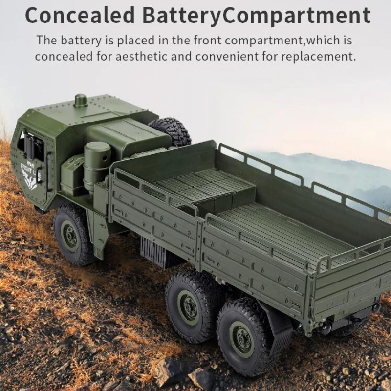 Simulation Military Electric RC Truck Model 1:16 2.4G 6WD 500G Load Driving Remote Control Military Truck 6x6 Off Road Trucks