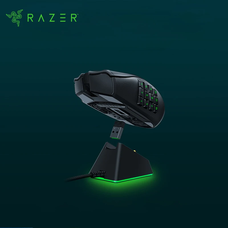 Razer мышь, зарядная док-станция Chroma: магнитная док-станция с функцией зарядки, хромированное освещение RGB-противоскользящая док-станция Gecko Feet