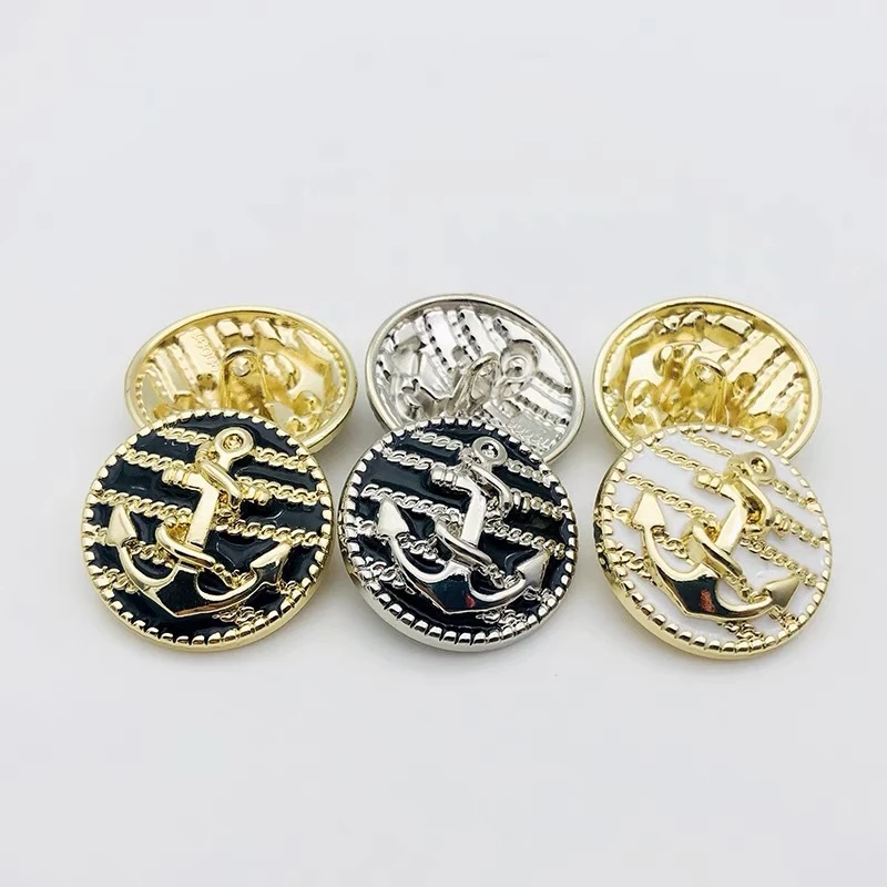 10pcs/lot 20/25mm Anchor Design Metal Clothing Buttons Golden&Black&Silver Vintage Buttons Handmade DIY Sewing Buttons for Coat