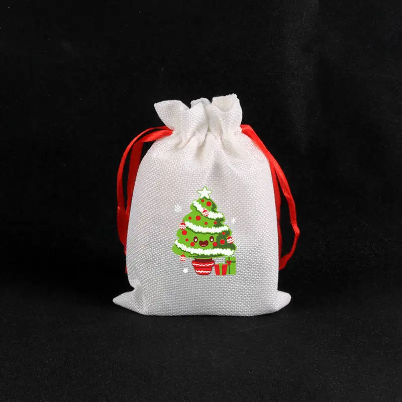 

Wholesale 50Pcs/Lot Linen Christmas Jute Bags 10x14 13x18cm Candy Boutique Jewelry Packaging Bags Drawstring Gift Bag & Pouches