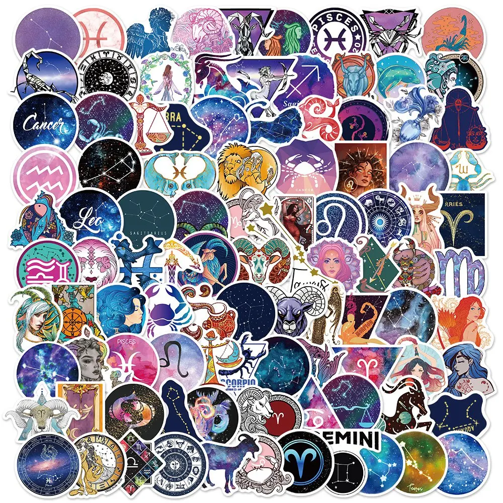 

50/100Pcs Cartoon Constellation Stickers Dream Galaxy Waterproof Sticker for Skateboard Guitar Suitcase Laptop Kids Toy