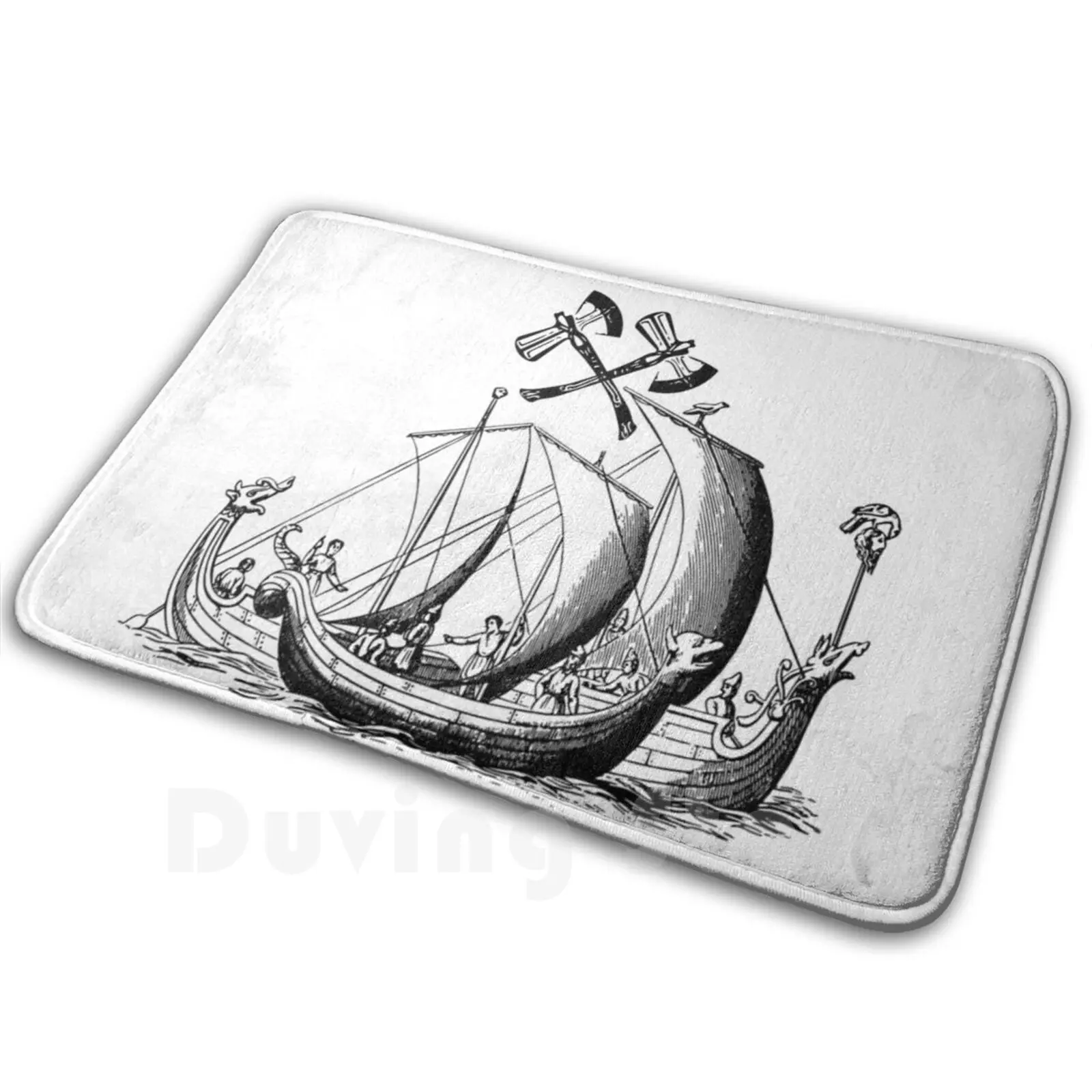 Viking Ship Mat Rug Carpet Anti-Slip Floor Mats Bedroom Viking Ship Vikings Viking Wiking Ship Boat Sea Axe Dragon People Man